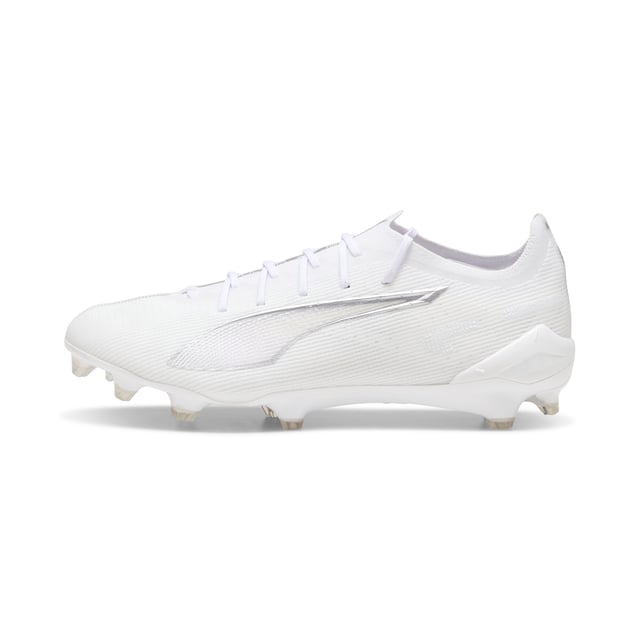 PRODUCT STORY: Fasten yourâ€¯seatb. . .we mean laces. With the ULTRA 5 football boot, you get theâ€¯speed and sensation of a finely tuned machine at your feet. Builtâ€¯on engineering insights from PUMA Motorsport, theâ€¯brand-new SPEEDSYSTEM outsole andâ€¯FastTraxâ€¯stud design areâ€¯precision-engineered to take you from kick-off to back-of-the-netâ€¯faster than you can say: lights out.â€¯ FEATURES & BENEFITS: ACCELERATION: The SPEEDSYSTEM outsole design combines a high-performance fibre base material with a revolutionary stud system, maximising energy return for faster acceleration; TRACTION: FastTrax stud design using insights from academic research and traction studies to provide more traction while accelerating, cutting and breaking; STABILITY: PWRTAPE SQD support frame stabilises the foot inside the boot without hindering agility or freedom of movement; The upper of this shoe is made with at least 50% recycled materials. DETAILS: Lightweight mesh upper; Lightweight removable sockliner with NanoGrip technology keeps the foot from slipping inside the boot; OrthoLite heel cushioning for better lockdown; SPEEDSYSTEM outsole; Regular to narrow fit; Low-cut slip-on construction; FG: Suitable for use on firm ground.
