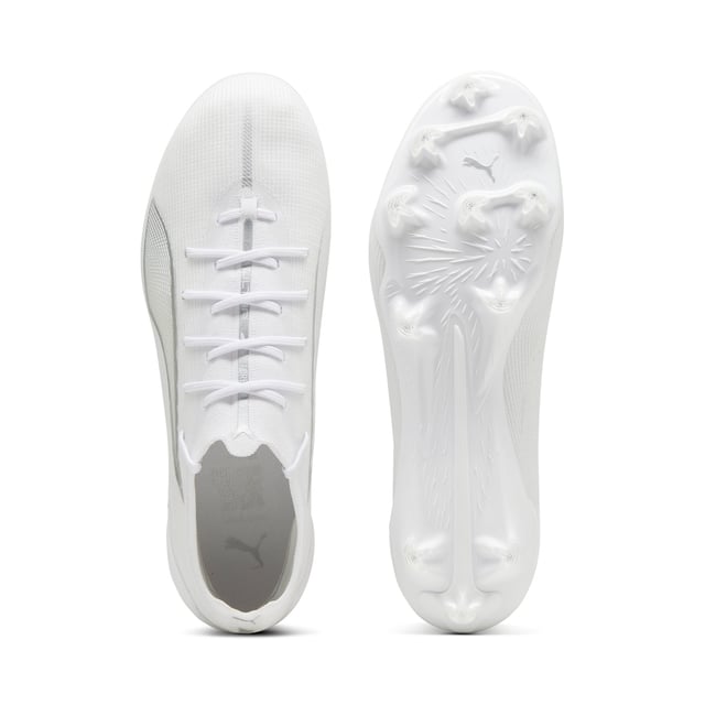 PRODUCT STORY: Fasten yourâ€¯seatb. . .we mean laces. With the ULTRA 5 football boot, you get theâ€¯speed and sensation of a finely tuned machine at your feet. Builtâ€¯on engineering insights from PUMA Motorsport, theâ€¯brand-new SPEEDSYSTEM outsole andâ€¯FastTraxâ€¯stud design areâ€¯precision-engineered to take you from kick-off to back-of-the-netâ€¯faster than you can say: lights out.â€¯ FEATURES & BENEFITS: ACCELERATION: The SPEEDSYSTEM outsole design combines a high-performance fibre base material with a revolutionary stud system, maximising energy return for faster acceleration; TRACTION: FastTrax stud design using insights from academic research and traction studies to provide more traction while accelerating, cutting and breaking; STABILITY: PWRTAPE SQD support frame stabilises the foot inside the boot without hindering agility or freedom of movement; The upper of this shoe is made with at least 50% recycled materials. DETAILS: Lightweight mesh upper; Lightweight removable sockliner with NanoGrip technology keeps the foot from slipping inside the boot; OrthoLite heel cushioning for better lockdown; SPEEDSYSTEM outsole; Regular to narrow fit; Low-cut slip-on construction; FG: Suitable for use on firm ground.