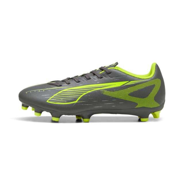 PRODUCT STORY: How fast is the ULTRA 5 PLAY? Fasten your seatbelt and unleash your speed with PUMA's football boots designed for her. Featuring the revolutionary SPEEDSYSTEM outsole and FastTrax studs for unmatched traction on firm ground and artificial grass. Play at full throttle with a fit engineered for the female foot. FEATURES & BENEFITS: ACCELERATION: PUMA's SPEEDSYSTEM CARBON outsole combines springy carbon-fiber material for rapid propulsion with an innovative stud placement and orientation for faster acceleration.; TRACTION: PUMA's proprietary FastTrax studs are complemented with more rounded studs on lateral side for the most optimal traction on both firm ground and artificial grass.. DETAILS: Engineered specifically for the female foot with measurements tailored for better fit and comfort; Regular tongue construction accommodates various foot shapes for a customised feel; SPEEDSYSTEM outsole provides exceptional energy return for faster acceleration on the pitch; FastTrax stud design with rounded lateral studs offers optimal traction on both firm ground and artificial grass; FG/AG: Suitable for use on both firm natural surfaces and artificial grass (4G).