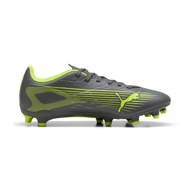 PRODUCT STORY: How fast is the ULTRA 5 PLAY? Fasten your seatbelt and unleash your speed with PUMA's football boots designed for her. Featuring the revolutionary SPEEDSYSTEM outsole and FastTrax studs for unmatched traction on firm ground and artificial grass. Play at full throttle with a fit engineered for the female foot. FEATURES & BENEFITS: ACCELERATION: PUMA's SPEEDSYSTEM CARBON outsole combines springy carbon-fiber material for rapid propulsion with an innovative stud placement and orientation for faster acceleration.; TRACTION: PUMA's proprietary FastTrax studs are complemented with more rounded studs on lateral side for the most optimal traction on both firm ground and artificial grass.. DETAILS: Engineered specifically for the female foot with measurements tailored for better fit and comfort; Regular tongue construction accommodates various foot shapes for a customised feel; SPEEDSYSTEM outsole provides exceptional energy return for faster acceleration on the pitch; FastTrax stud design with rounded lateral studs offers optimal traction on both firm ground and artificial grass; FG/AG: Suitable for use on both firm natural surfaces and artificial grass (4G).