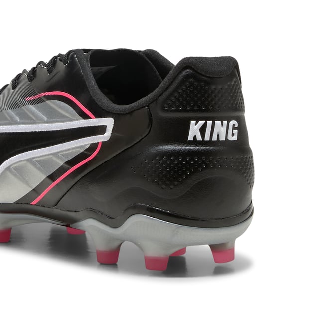 PRODUCT STORY: A tradition of innovation and evolution: that's classic KING. This one lives up to its predecessors with a combination of lightweight TPU outsole, K-BETTERâ„¢ upper, and SOFTFOAM+ sockliner for exceptional fit and performance. Embrace the heritage and innovation of PUMA with every step. The rightful heir is here. FEATURES & BENEFITS: Upper made with at least 20% recycled materials; K-BETTER: Better without leather. Non-animal-based K-BETTERâ„¢ upper material for a new and improved take on the signature KING touch, comfort, and durability.; CONTROL FOR HER: This football boot is made for the women player, with measurements such as volume and instep height engineered for the female foot. DETAILS: Lightweight TPU outsole with conical studs for enhanced traction on the pitch; Regular tongue construction fits various foot shapes; Women's-specific fit engineered for the female foot, ensuring optimal comfort and control; Lightweight removable sockliner; FG/AG: Suitable for use on both firm natural surfaces and artificial grass (4G).