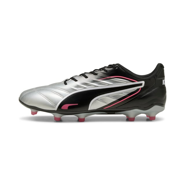 PRODUCT STORY: A tradition of innovation and evolution: that's classic KING. This one lives up to its predecessors with a combination of lightweight TPU outsole, K-BETTERâ„¢ upper, and SOFTFOAM+ sockliner for exceptional fit and performance. Embrace the heritage and innovation of PUMA with every step. The rightful heir is here. FEATURES & BENEFITS: Upper made with at least 20% recycled materials; K-BETTER: Better without leather. Non-animal-based K-BETTERâ„¢ upper material for a new and improved take on the signature KING touch, comfort, and durability.; CONTROL FOR HER: This football boot is made for the women player, with measurements such as volume and instep height engineered for the female foot. DETAILS: Lightweight TPU outsole with conical studs for enhanced traction on the pitch; Regular tongue construction fits various foot shapes; Women's-specific fit engineered for the female foot, ensuring optimal comfort and control; Lightweight removable sockliner; FG/AG: Suitable for use on both firm natural surfaces and artificial grass (4G).