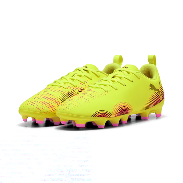 PRODUCT STORY: Playmakers, unleash your creativity on the pitch with the FUTURE 8 PLAY. With a soft, lightweight upper, innovative stud design for 360-degree agility, and GripControl technology for superior ball control, these shoes offer regular to wide fit and the option to play with or without laces. Perfect for quick pivots and explosive movements, they keep you in control and unstoppable. FEATURES & BENEFITS: Made with at least 30% recycled materials. DETAILS: Regular to wide fit accommodates various foot shapes for a personalised feel; Lightweight synthetic upper offers comfort, support, and durability; Innovative stud design enables quick pivots and 360-degree agility on firm ground and artificial grass; FLEXGILITY outsole with a circular stud configuration for quick pivots and 360-degree agility; FG/AG: Suitable for use on both firm natural surfaces and artificial grass (4G); PUMA Youth: Recommended for older kids between 8 and 16 years.