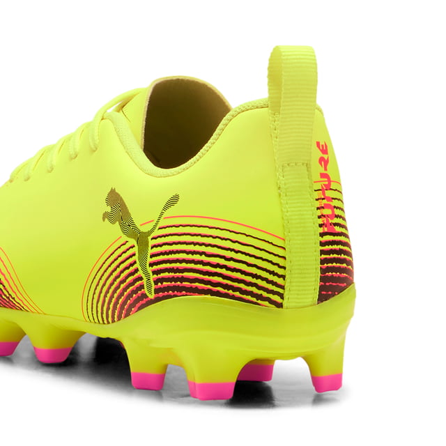 PRODUCT STORY: Playmakers, unleash your creativity on the pitch with the FUTURE 8 PLAY. With a soft, lightweight upper, innovative stud design for 360-degree agility, and GripControl technology for superior ball control, these shoes offer regular to wide fit and the option to play with or without laces. Perfect for quick pivots and explosive movements, they keep you in control and unstoppable. FEATURES & BENEFITS: Made with at least 30% recycled materials. DETAILS: Regular to wide fit accommodates various foot shapes for a personalised feel; Lightweight synthetic upper offers comfort, support, and durability; Innovative stud design enables quick pivots and 360-degree agility on firm ground and artificial grass; FLEXGILITY outsole with a circular stud configuration for quick pivots and 360-degree agility; FG/AG: Suitable for use on both firm natural surfaces and artificial grass (4G); PUMA Youth: Recommended for older kids between 8 and 16 years.