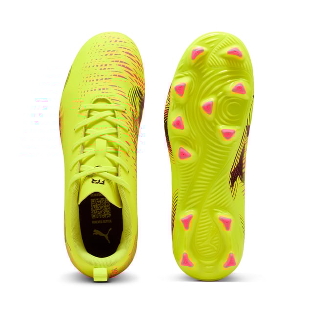 PRODUCT STORY: Playmakers, unleash your creativity on the pitch with the FUTURE 8 PLAY. With a soft, lightweight upper, innovative stud design for 360-degree agility, and GripControl technology for superior ball control, these shoes offer regular to wide fit and the option to play with or without laces. Perfect for quick pivots and explosive movements, they keep you in control and unstoppable. FEATURES & BENEFITS: Made with at least 30% recycled materials. DETAILS: Regular to wide fit accommodates various foot shapes for a personalised feel; Lightweight synthetic upper offers comfort, support, and durability; Innovative stud design enables quick pivots and 360-degree agility on firm ground and artificial grass; FLEXGILITY outsole with a circular stud configuration for quick pivots and 360-degree agility; FG/AG: Suitable for use on both firm natural surfaces and artificial grass (4G); PUMA Youth: Recommended for older kids between 8 and 16 years.