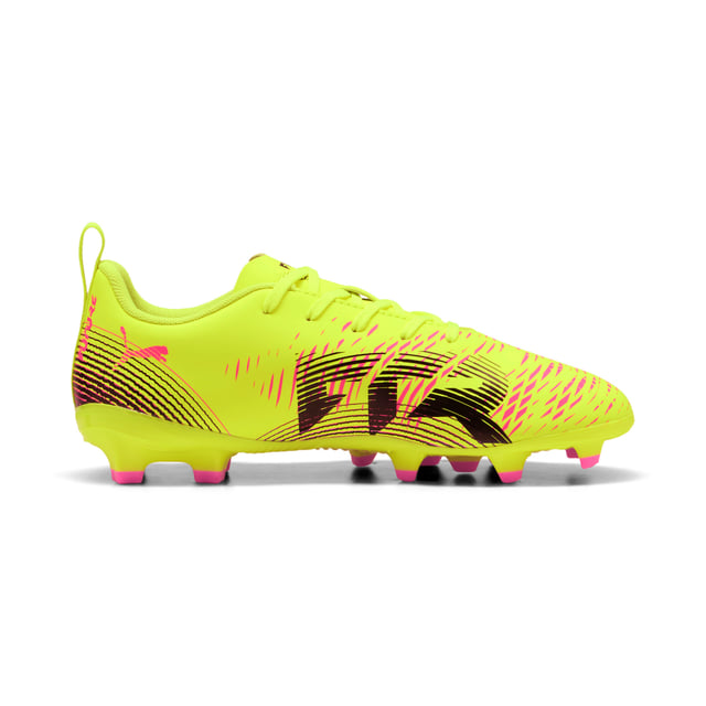 PRODUCT STORY: Playmakers, unleash your creativity on the pitch with the FUTURE 8 PLAY. With a soft, lightweight upper, innovative stud design for 360-degree agility, and GripControl technology for superior ball control, these shoes offer regular to wide fit and the option to play with or without laces. Perfect for quick pivots and explosive movements, they keep you in control and unstoppable. FEATURES & BENEFITS: Made with at least 30% recycled materials. DETAILS: Regular to wide fit accommodates various foot shapes for a personalised feel; Lightweight synthetic upper offers comfort, support, and durability; Innovative stud design enables quick pivots and 360-degree agility on firm ground and artificial grass; FLEXGILITY outsole with a circular stud configuration for quick pivots and 360-degree agility; FG/AG: Suitable for use on both firm natural surfaces and artificial grass (4G); PUMA Youth: Recommended for older kids between 8 and 16 years.