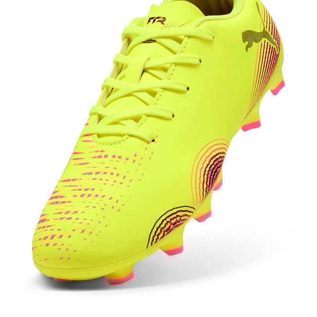 PRODUCT STORY: Playmakers, unleash your creativity on the pitch with the FUTURE 8 PLAY. With a soft, lightweight upper, innovative stud design for 360-degree agility, and GripControl technology for superior ball control, these shoes offer regular to wide fit and the option to play with or without laces. Perfect for quick pivots and explosive movements, they keep you in control and unstoppable. FEATURES & BENEFITS: Made with at least 30% recycled materials. DETAILS: Regular to wide fit accommodates various foot shapes for a personalised feel; Lightweight synthetic upper offers comfort, support, and durability; Innovative stud design enables quick pivots and 360-degree agility on firm ground and artificial grass; FLEXGILITY outsole with a circular stud configuration for quick pivots and 360-degree agility; FG/AG: Suitable for use on both firm natural surfaces and artificial grass (4G); PUMA Youth: Recommended for older kids between 8 and 16 years.