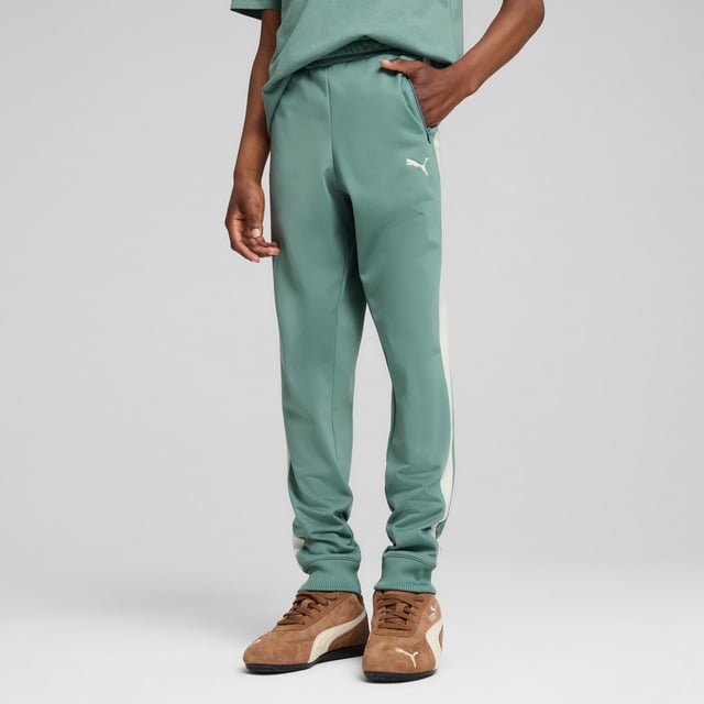 PRODUCT STORY: Step into the legacy with PUMA's track pants. Featuring T7 panel inserts, zip pockets, and an elasticated waistband with tonal drawcords, these pants combine heritage and modernity. The iconic CAT logo embroidery adds the finishing touch to your look. DETAILS: Regular fit; Tricot; Regular length; Medium rise; Side Pocket; PUMA Youth: Recommended for older kids between 8 and 16 years.