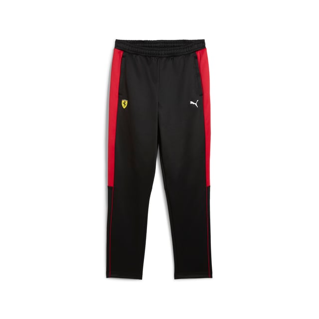PRODUCT STORY: Rev up your style with PUMA and Scuderia Ferrari. These track pants feature colored side panels, piping details, and iconic logos. The elasticated waistband with internal drawcords ensures a perfect fit. Get ready to race through life with confidence and flair. FEATURES & BENEFITS: Made with at least 50% recycled materials. DETAILS: Regular fit; Spacer material; Regular length; Zip pocket; Medium rise; PUMA branding details.