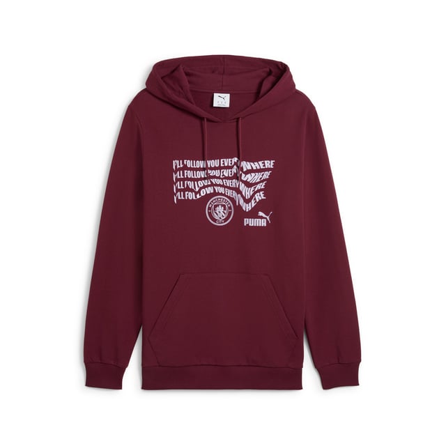 PRODUCT STORY: Dear Cityzens, show your pride with this PUMA hoodie. Featuring the iconic Man City badge and PUMA Cat Logo on the chest, elasticated waistband and cuffs, and crafted from soft French terry cotton. Perfect for repping your team at the Etihad Stadium. FEATURES & BENEFITS: Made with at least 20% recycled cotton. DETAILS: Regular fit; Baby terry material; Regular length; Hood; Kangaroo Pocket; Long sleeves; Manchester City crest and PUMA cat logo on the chest; Main Material 1: 78% cotton, 22% cotton Recycled - baby terry - 260.00 g/mÂ² - piece dyed - Chemical- Regular finishing.