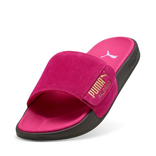 PRODUCT STORY: Slip into legendary style and unmatched comfort with the Leadcat 2.0 Palermo Foil. Gold-embossed straps and an EVA outsole launch you down city streets and into the spotlight. FEATURES & BENEFITS: PUMA's leather products support responsible manufacturing via the Leather Working Group.  DETAILS: Regular fit; Moulded EVA outsole; Suede strap; Slip-on style; PUMA branding details.
