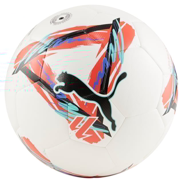 PUMA Unisex Orbita LaLiga 1 Hybrid Football PRODUCT STORY: Smash training goals with the Orbita La Liga 1 Hybrid. This football features a hybrid, seamless construction for improved durability and great shape while the PU outer with foam backing ensures a soft-touch and excellent flight characteristics. DETAILS: Hybrid construction with no visible seams for improved durability, increased consistency of shape and reduced water absorption; 32 panels with equal surface area: aids shape retention; 0,8mm PU outer with multi foam backing for a soft touch, power and excellent flight characteristics; Rubber bladder + PAL (Puma Air Lock) valve for excellent air retention; Official team branding; PU 25%, EVA 20%, Polyester 7%, Rubber Bladder 48%.