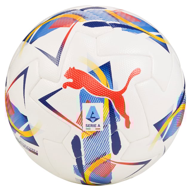 PRODUCT STORY: Take your game to the next level with this official match ball from the Serie A in Italy. Its high-frequency moulded construction provides excellent shape retention while the new perfectly balanced 12-panel concept features deep seams for great aerodynamics. This top level match ball with outstanding performance criteria was developed for the highest level of football. DETAILS: High frequency moulded ball: excellent shape retention, durability and reduced water absorption; Soft touch; New 12-panel concept: panels of equal shape and size for a perfectly balanced weight contribution with enlarged, deep seams for a positive aerodynamic effect; 3D textured 1.2mm PU surface: improves durability and aerodynamics; Rubber bladder + PAL (Puma Air Lock) valve: excellent air retention and rebound; FIFA Quality Pro: guarantee's the highest level of performance; Official match ball of the Serie A; 30% PU, 30% synthetic rubber (POE) foam, 30% synthetic rubber,10% polyester".