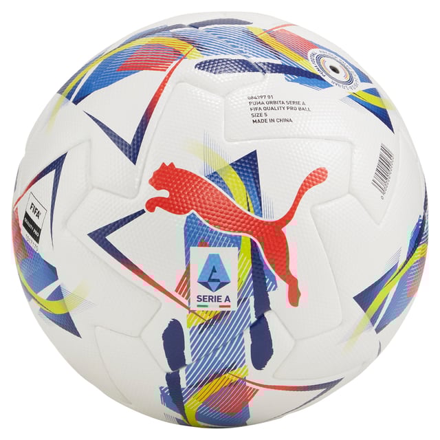 PRODUCT STORY: Take your game to the next level with this official match ball from the Serie A in Italy. Its high-frequency moulded construction provides excellent shape retention while the new perfectly balanced 12-panel concept features deep seams for great aerodynamics. This top level match ball with outstanding performance criteria was developed for the highest level of football. DETAILS: High frequency moulded ball: excellent shape retention, durability and reduced water absorption; Soft touch; New 12-panel concept: panels of equal shape and size for a perfectly balanced weight contribution with enlarged, deep seams for a positive aerodynamic effect; 3D textured 1.2mm PU surface: improves durability and aerodynamics; Rubber bladder + PAL (Puma Air Lock) valve: excellent air retention and rebound; FIFA Quality Pro: guarantee's the highest level of performance; Official match ball of the Serie A; 30% PU, 30% synthetic rubber (POE) foam, 30% synthetic rubber,10% polyester".