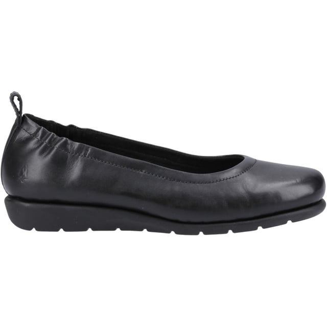 Hush Puppies Skylar Leather Women's Black Flats Superior comfort meets style with the Skylar, with a real leather upper with an elastic counter for a secure fit and easy wear, a cushion comfort insole and a lightweight flexible sole this is the perfect choice for day to day