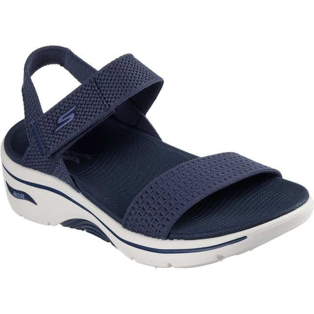 Enjoy supportive casual comfort on warm sunny days with the Skechers GO WALK Arch Fit 2.0 sandal. This knit quarter strap sandal features a textile upper with lightweight ULTRA GO cushioning and an Arch Fit footbed