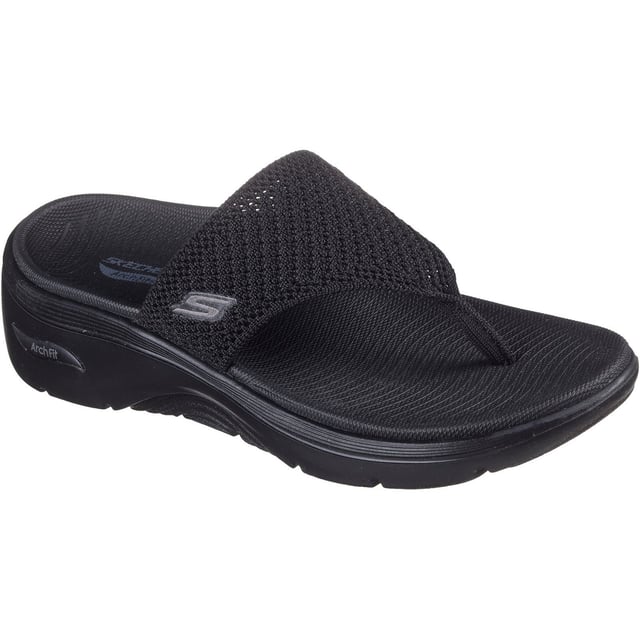 Enjoy supportive casual comfort on warm sunny days with the Skechers GO WALK Arch Fit 2.0 sandal. This thong sandal features a Quick-Dry textile upper with lightweight ULTRA GO cushioning and an Arch Fit footbed