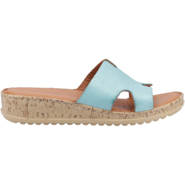 Hush Puppies Eloise Leren Aqua Sandalen voor Dames Een klassieke leren mule met een lichte, comfortabele zool, perfect voor zomerse dagavonturen en avonddiners.