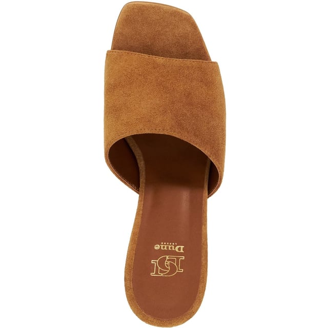 Dune Jule Suede Women's Tan Sandals Slip on Jule a pair of minimalist yet striking mules made from premium fabrics and set on a mid heel. The perfect finishing touch for any outfit whether paired with jeans or dresses they bring a bold retro-inspired edge to your look