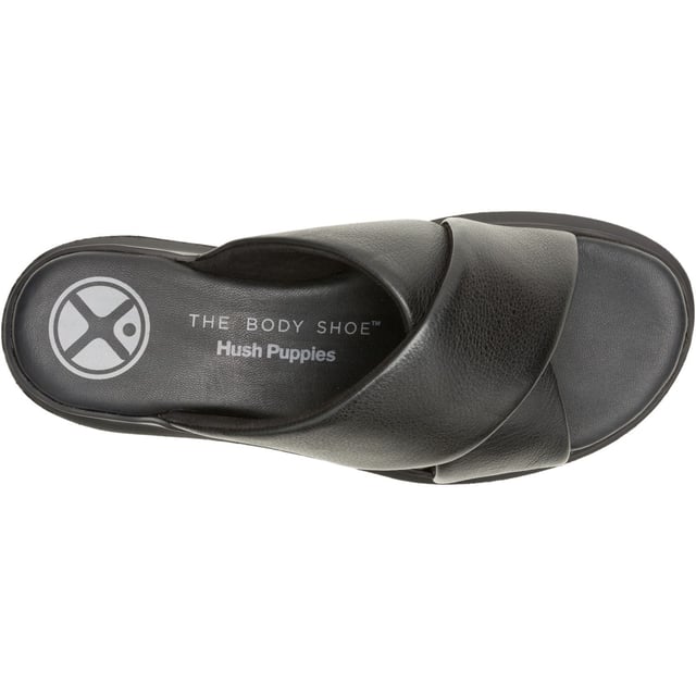 Hush Puppies Uplift Leather Women's Black Sandals Get moving with the Uplift, featuring an ergonomic design with The Body Shoe Flex for natural movement, and our springy MEGABounce outsole and Bounce footbed for ultimate comfort, you'll stay active whilst looking great all day long