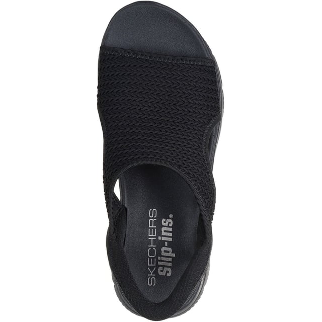 Enjoy sunny days in breezy comfort with Skechers Hands Free Slip-ins: Summits - Sweetly Evolved. Designed with our Hands-free Skechers Slip-ins back heel, this slingback sandal features a knitted strap upper with a cushioned Yoga Foam footbed.