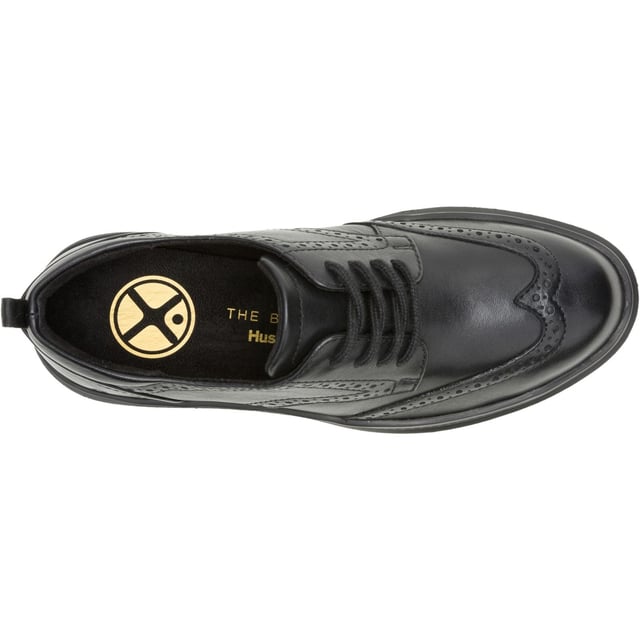 Hush Puppies Joy Leather Women's Black/Black Brogues Shoes Classic styling meets modern tech with the Joy Wingtip Lace, an ergonomic design with The Body Shoe Flex for natural movement, our super springy Mega Bounce outsole and Bounce footbed for comfort, and made with recycled materials