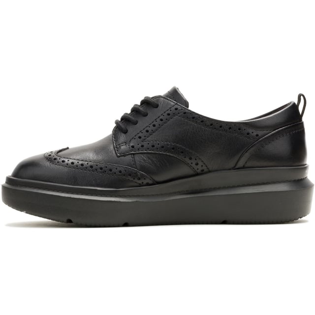 Hush Puppies Joy Leather Women's Black/Black Brogues Shoes Classic styling meets modern tech with the Joy Wingtip Lace, an ergonomic design with The Body Shoe Flex for natural movement, our super springy Mega Bounce outsole and Bounce footbed for comfort, and made with recycled materials