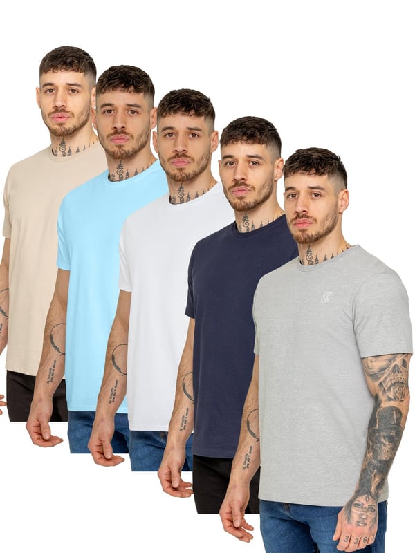 Upgrade your essentials with the Kruze Men’s T-Shirt, a set of five versatile tees designed for all-day comfort and classic style. Made from premium cotton, these t-shirts offer a soft, breathable feel, ideal for any season. Featuring a regular fit with a crew neck and short sleeves, each shirt provides a comfortable and flattering silhouette that pairs well with jeans, joggers, or shorts. The Kruze branding on the chest adds a touch of understated style, making these tees easy to dress up or down. Perfect for layering or wearing solo, this five-pack offers both quality and convenience, making it a must-have for any wardrobe. (159)