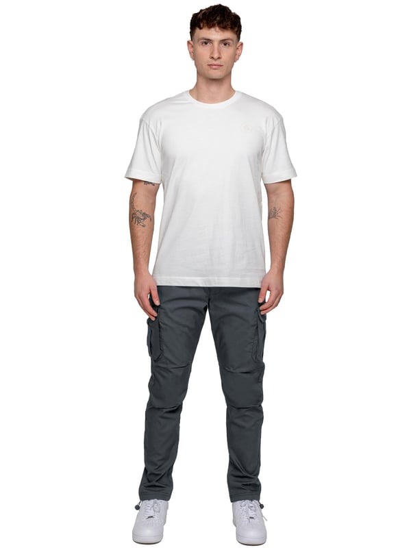 Upgrade your everyday style with the Enzo Men's Cargo Pants. Crafted from premium stretch fabric, these lightweight trousers offer a tapered leg fit for a sleek, modern look. Featuring an elasticated waistband with an adjustable toggle, they provide a customizable fit, while the adjustable toggle ankles let you tailor the look and feel. With two side slash pockets, two cargo pockets with secure Velcro fastening, and a single back welt pocket, you’ll have ample storage for essentials. Finished with an Enzo print on the cargo pocket. (649)