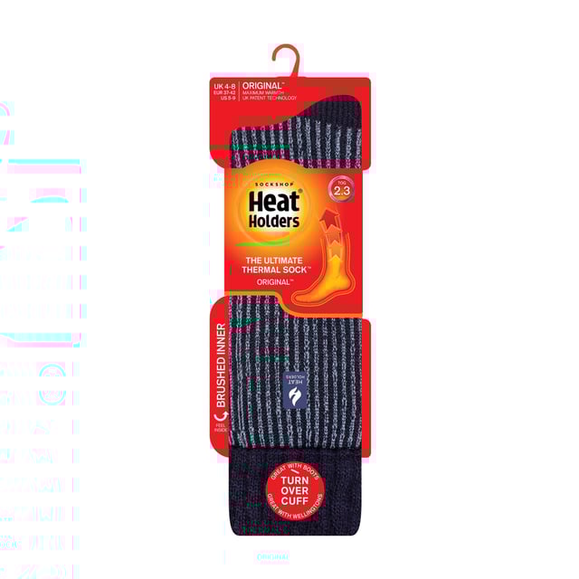 Calcetines térmicos para botas Heat Holders para mujeres: Hilo Heat Holders - Nuestro hilo térmico desarrollado especialmente proporciona un alto rendimiento en aislamiento contra el frío con capacidades superiores de transpiración de humedad. Bucles Heat Holders - La innovadora tecnología de tejido produce nuestra exclusiva y extra larga felpa de bucles para retener más aire caliente, aumentando la calificación TOG. Cepillado Heat Holders - Finalmente, nuestro proceso de cepillado experto maximiza la cantidad de aire caliente que se mantiene dentro de cada calcetín para ofrecer una calidez total y comodidad durante todo el día. ¡Los calcetines Heat Holders están científicamente probados para ser más de 7 veces más cálidos que un calcetín básico de algodón! La calificación TOG de Heat Holders es de 2.34, mientras que un calcetín básico de algodón solo mide 0.33 Tog. Calcetines para botas Heat Holders - Estos calcetines son absolutamente perfectos para cuando tienes que pasar esos fríos días de invierno al aire libre, ya sea que uses botas de agua o botas, estos calcetines se ajustarán perfectamente.