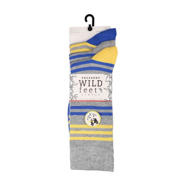 Wildfeet Men’s 3 Pack Patterned Socks: Wild Feet are a great choice if you’re after quality, great colours as well as some funky patterns/designs for your feet. If you’re looking for a softer dress sock with then these are the ideal ones for you!. These socks are made from a rich Viscose from Bamboo material which makes them very breathable, naturally moisture wicking and some of the softest socks you’ll ever wear! There are 3 patterns to choose from: Squares, Stripes, Spots all with a bunch of colour options. These socks would be ideal for everyday wear or for the working day. They could even make a great gift for someone that you know needs an upgrade on their sock drawer with the amazing comfort that they provide. Wild Feet is a range of socks featuring cool designs, bold colours and quirky catchphrases - from pugs and penguins, to lions and llamas! - Choose from a range of styles for men and ladies, from dress to trainer socks. There are even some sporty styles available!. They come in one size Men’s 6-11 UK, are made from 70% Viscose Bamboo 28% Polyester 2% Elastane and come in 10 different styles. They are machine washable. Extra Product Details: Men’s 3 Pack Jacquards Socks Viscose Bamboo Fibre 14 Pattern Choices Super Soft & Comfy A Great Gift Ideal For Everyday Wear Wildfeet Branded One SIze Men’s 6-11 UK Machine Washable