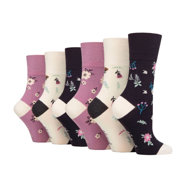 Gentle Grip  NON ELASTIC Bamboo Socks: If comfort is your sole goal when searching for a pair of socks, then consider these pair of Gentle Grip  NON ELASTIC bamboo socks to be the one of the best. Bamboo is credited as the modern ‘super fibre’, Gentle Grip is an esteemed sock brand focusing solely on comfort and a  NON ELASTIC technique is highly recommended to reduce pressure in the foot… everything seems to be right about this sock. Why Bamboo is great: Bamboo is commonly known to be an awesome material. Here are 3 reasons why bamboo is the best. Moisture wicking – Bamboo fibres naturally control temperatures, so a brilliant fibre knitted into socks. Gentle Grip – Non Elastic Honeycomb Top: With a specially designed HoneyComb Top, soft Gentle Grip socks are made more comfortable for all wearers, but particularly if you struggle with circulatory problems. Combining a natural bamboo blend and  NON ELASTIC honeycomb top gentle grip socks into one package could be the perfect pair of socks for your feet if comfort is your main goal. Extra Product Details: * 6 pair pack, Bamboo socks,  NON ELASTIC, Honeycomb top, Strengthened heel and toe, 5 designs to choose between, 77% Viscose Bamboo 17% Polyester and 1% elastane, Size 4-8 uk 37-42 eur 5-8 us, Machine washable