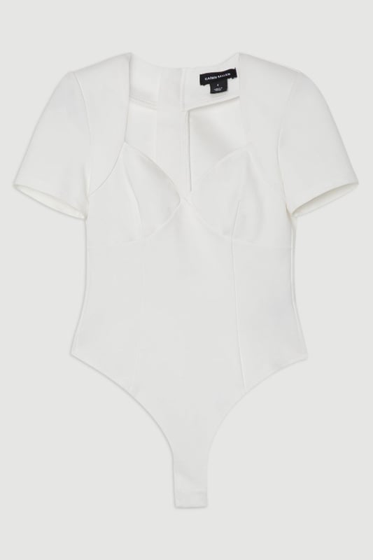 Ponte Short Sleeve Sweetheart Neckline Bodysuit