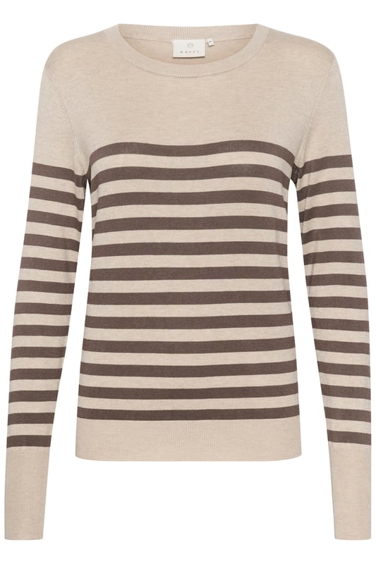Dieser gestreifte Strickpullover ist eine elegante Wahl für deine Garderobe. Mit einer taillierten Passform und langen Ärmeln verleiht der Pullover einen Hauch von Raffinesse. Perfekt für sowohl den Alltag als auch besondere Anlässe.  Schonwäsche 30°, Nicht bleichen, Nicht im Trockner trocknen, Liegend trocken im Schatten, Kalt bügeln max. 110° C, Trockenreinigung  80% Viskose,20% Nylon