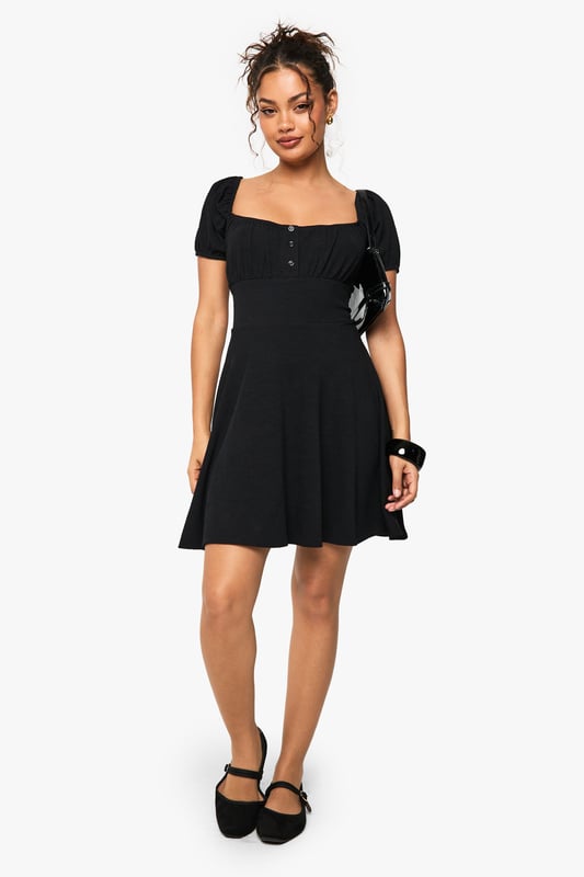 Rib Milkmaid Mini Dress