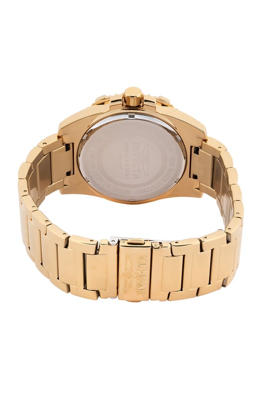 De Invicta 48561 heeft een roestvrijstalen horlogekast van 45 millimeter met een gouden wijzerplaat.
Dit model wordt aangedreven door een accuraat Quartz uurwerk.
5 bar waterdicht.
Dit model is onderdeel van de Invicta Celestial collectie.

Inclusief 2 jaar garantie.