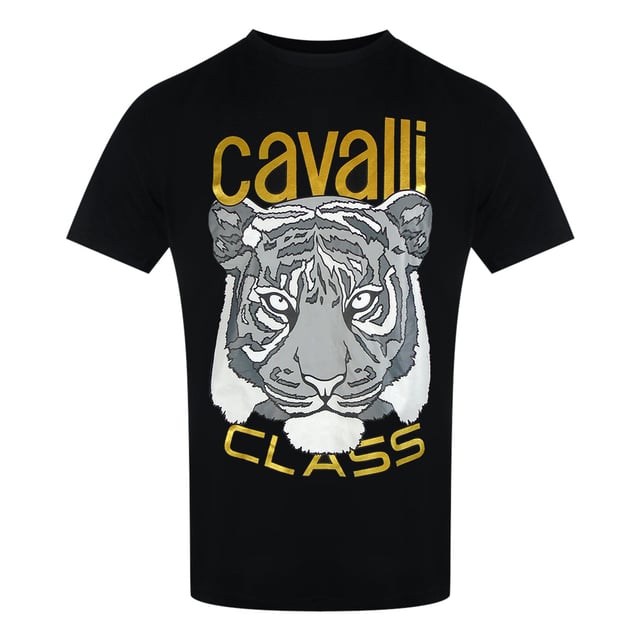 Elevate your casual wardrobe with the Cavalli Class Bold Tiger Graphic Black T-Shirt. Crafted from 100% premium cotton, this men's tee offers exceptional comfort and breathability for all-day wear. Featuring a striking tiger graphic, it adds a bold, stylish edge to your look. Made in Bangladesh with attention to quality, this T-shirt combines durability with contemporary design, making it a versatile piece for any occasion. Perfect for those who want to stand out effortlessly while enjoying superior softness and fit. Upgrade your essentials with this standout Cavalli Class tee