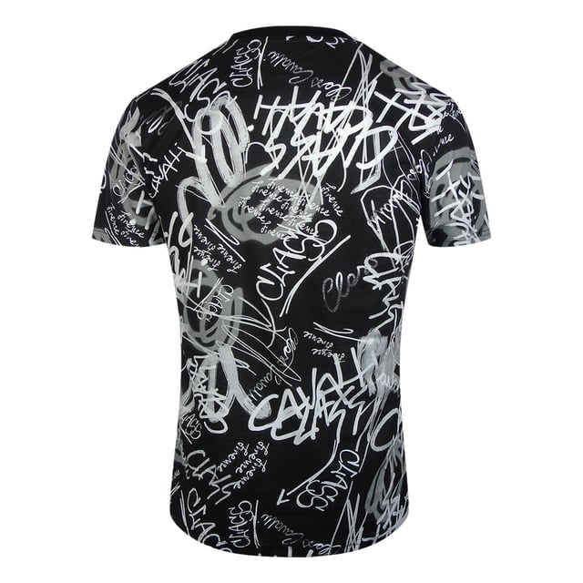 Elevate your casual wardrobe with the Cavalli Class Graffiti Black T-Shirt, a striking blend of bold design and premium comfort. Crafted with meticulous attention to detail, this black and white tee features distinctive graffiti-inspired graphics that make a confident style statement. Its high-quality fabric ensures a soft touch and lasting durability, perfect for everyday wear or standout occasions. Experience the fusion of contemporary art and fashion with this versatile piece that effortlessly complements any outfit, making it a must-have addition to your collection. Mens, Made In Bangladesh, 100% Cotton