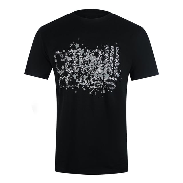 Elevate your casual wardrobe with the Cavalli Class Cracked Sprayed Logo Black T-Shirt. Crafted from premium fabric, this t-shirt offers a comfortable fit while showcasing a distinctive cracked sprayed logo design that adds an edgy, contemporary touch. Perfect for making a subtle yet stylish statement, it pairs effortlessly with jeans or tailored trousers for versatile day-to-night wear. Experience the blend of quality and modern style that defines Cavalli Class with this standout piece. Mens, Made In Bangladesh, 100% Cotton
