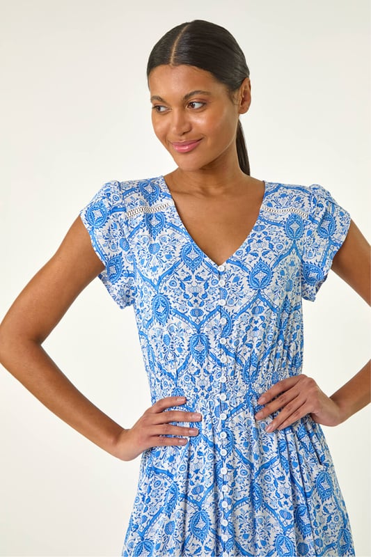 sachin and babi light blue dress Simply Southern Shirred Schiffli Strapless Maxi Dress in Ocean Blue