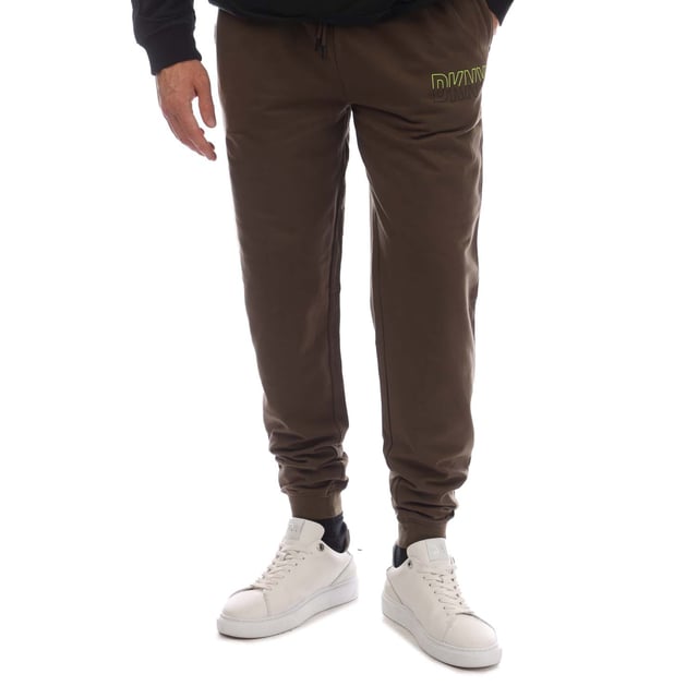 Mens DKNY Everblades Jersey Lounge Pants in green.- Drawstring waistband.- Side pockets.- Logo print.- Ribbed cuffs.- Regular  tapered fit.- 100% Cotton.- Ref: N56858DKYGRN