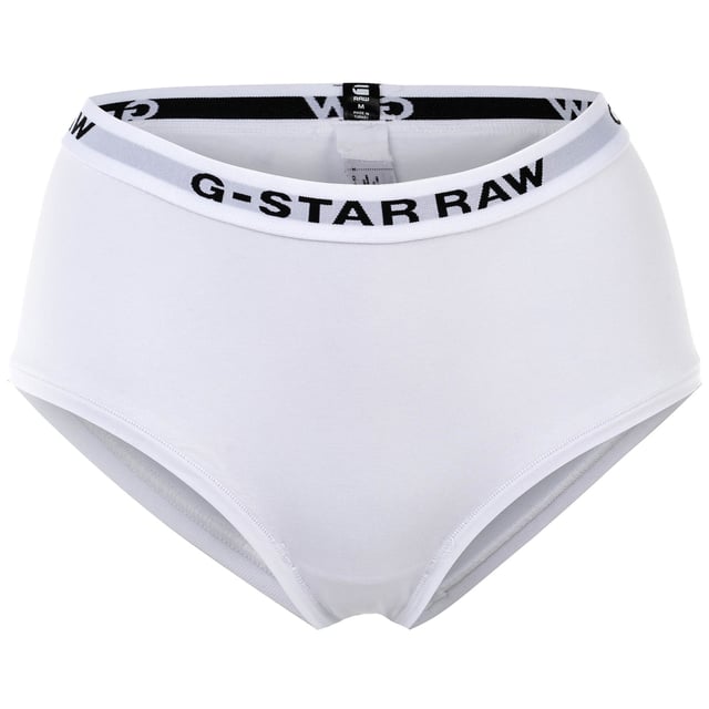 Einfarbige Damen Hipster von der Marke G-STAR im vorteilhaften 3er Pack. Slips für den Alltag mit Logo-Bund aus weicher Stretch-Baumwolle.