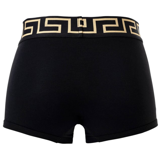 Zwei elegante Herrenboxershorts der Marke VERSACE. Hochwertige Unterhosen mit Greca-Muster und Medusa-Motiv am elastischen Bund. Sehr hohe Qualität.
