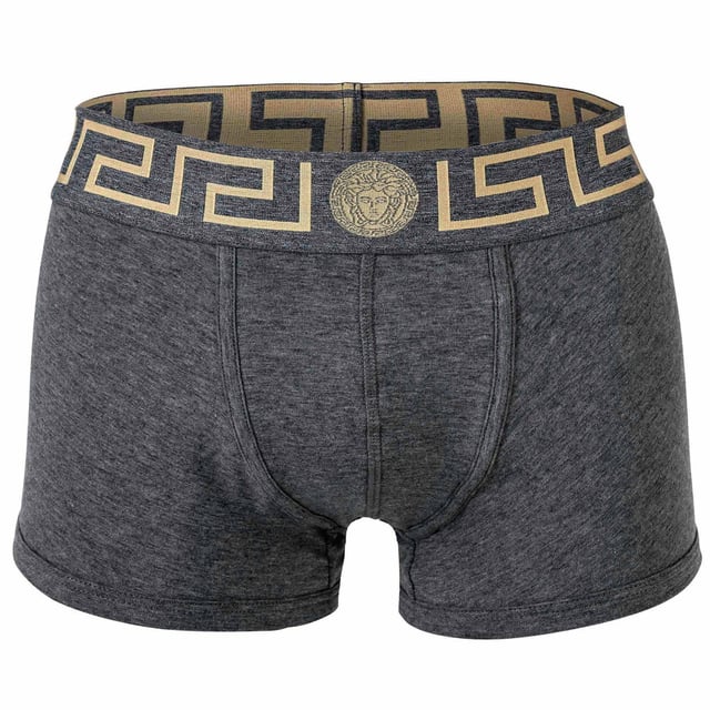 Zwei elegante Herrenboxershorts der Marke VERSACE. Hochwertige Unterhosen mit Greca-Muster und Medusa-Motiv am elastischen Bund. Sehr hohe Qualität.