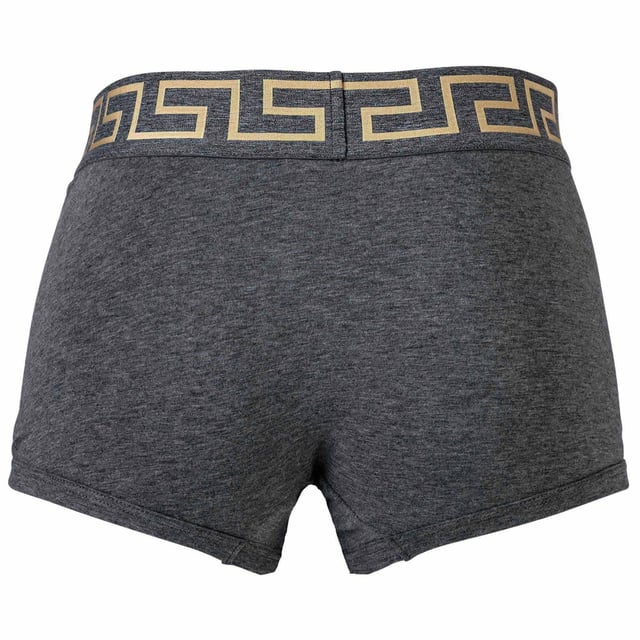Zwei elegante Herrenboxershorts der Marke VERSACE. Hochwertige Unterhosen mit Greca-Muster und Medusa-Motiv am elastischen Bund. Sehr hohe Qualität.