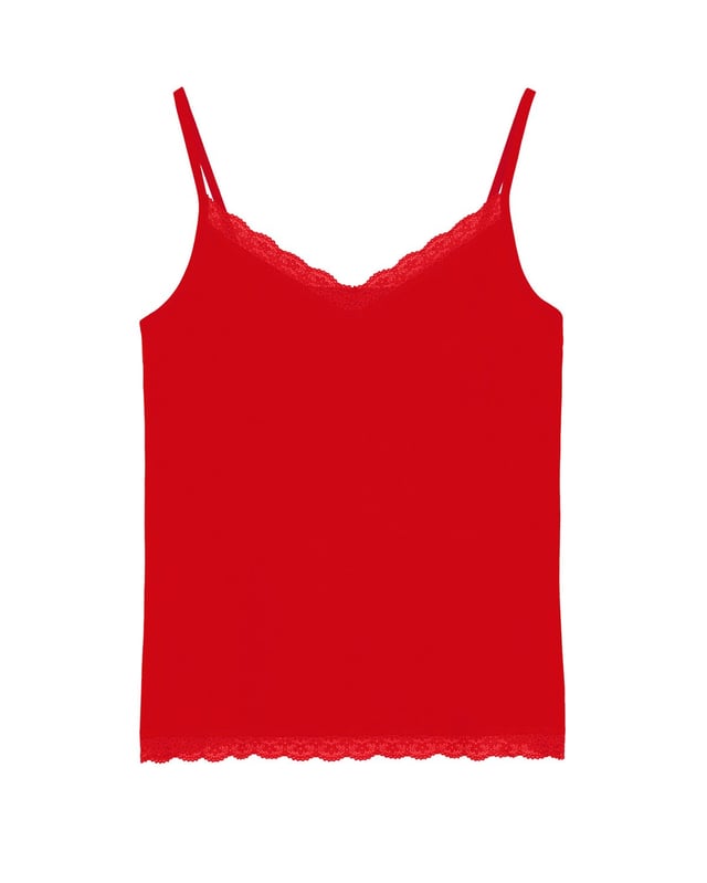 A loose-fitting summer camisole, featuring delicate spaghetti straps which can be adjusted to your shape. Layer under our knitwear range for a touch of femininity, texture and all important pop of colour!