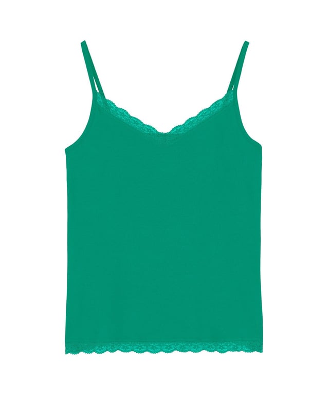 A loose-fitting summer camisole, featuring delicate spaghetti straps which can be adjusted to your shape. Layer under our knitwear range for a touch of femininity, texture and all important pop of colour!