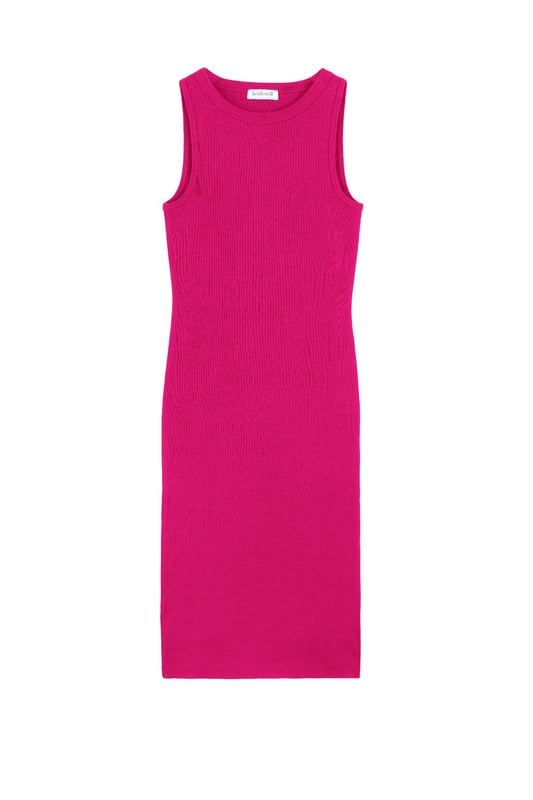 Romily Dress In a sleeveless design with a semi-boat neck, this style masters effortless elegance for everyday outings and special occasions. The ribbed Cotton stretch fabric ensures a flattering fit and polished, put-together look. The rib is more distinctive than our usual ribbed fabric styles, adding structure and texture.