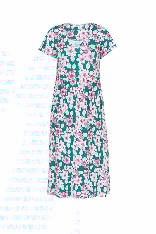 A soft V neck dress in drapey viscose. Loose enough to move freely during warm summer days with enough shape to ensure a flattering silhouette.