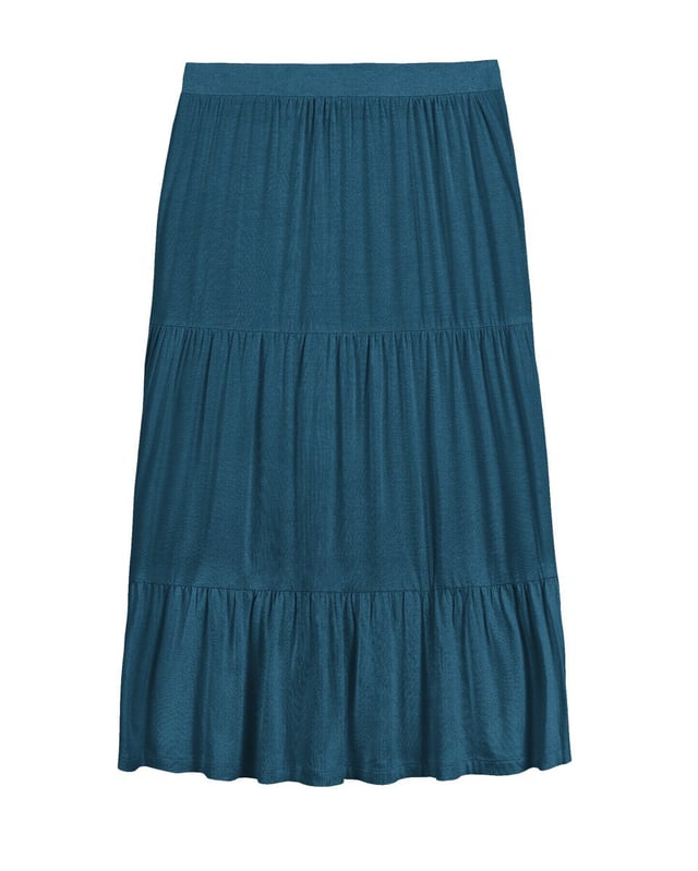 A mid length skirt with gathered tiers to add depth, dimension, and more than a little swish-factor!